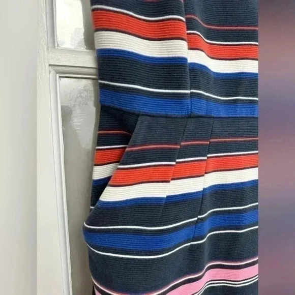 Lands End Sleeveless Ponte Sheath Midi Dress Aurora Ribbed Stripe Size 10 Petite - Picture 8 of 11
